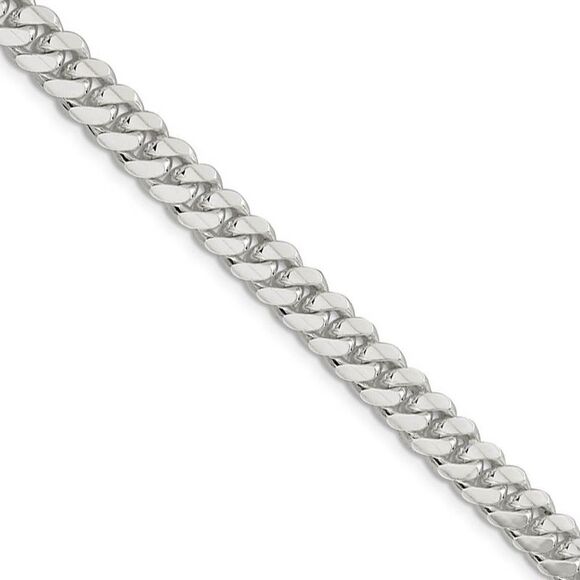 Mens 7.25mm Sterling Silver Solid Domed Curb Chain Necklace, 22 Inch - Picture 1 of 8